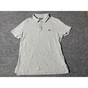 Gunn Polo Polo Shirt Mens M Gray 100% Cotton Regular Fit Dog Logo Knit Casual
